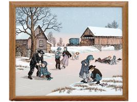 AMISH WINTER SCENE SERIGRAPH PRINT BY C. CARSON