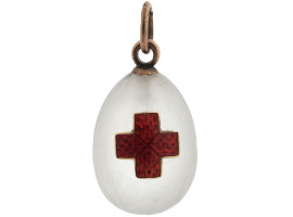 14K GOLD RUSSIAN CRYSTAL ROCK ENAMEL EGG PENDANT