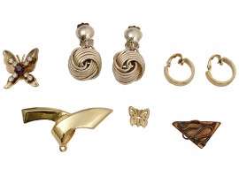 VINTAGE CUSTOM JEWELRY PINS AND CLIP EARRINGS