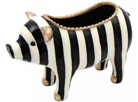 MACKENZIE-CHILDS COURTLY STRIPE RESIN PIG PLANTER