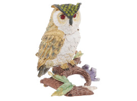 VINTAGE PAINTED METAL OWL FIGURE TRINKET BOX