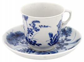 DANISH BLUE WHITE PORCELAIN SET OF SAUCER AND CUP