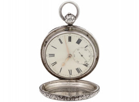 ANTIQUE ENGLISH SILVER DOUBLE HUNTER POCKET WATCH