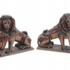 ANTIQUE GUARDIAN LIONS HAND CARVED WOOD BOOKENDS PIC-0