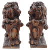 ANTIQUE GUARDIAN LIONS HAND CARVED WOOD BOOKENDS PIC-4