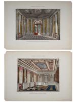 FRENCH ARCHITECTURAL INTERIOR COLORED ENGRAVINGS