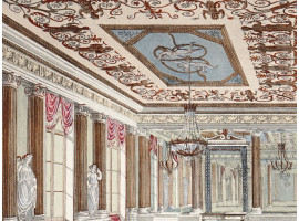 FRENCH ARCHITECTURAL INTERIOR COLORED ENGRAVINGS