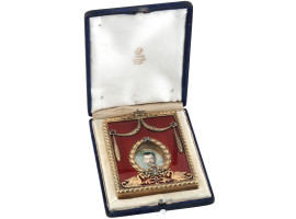 RUSSIAN SILVER ENAMEL DIAMONDS NICHOLAS II FRAME