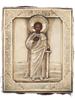 ANTIQUE RUSSIAN ICON ST ALEXANDER IN SILVER OKLAD PIC-0