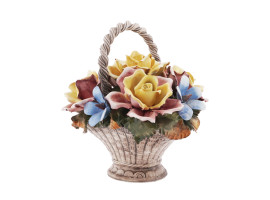 ITALIAN CAPODIMONTE PORCELAIN BASKET WITH FLOWERS