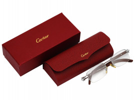 CARTIER HALF RIM PLATINUM GLASSES WITH CASE IOB