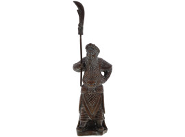 CHINESE PATINATED BRASS SCULPTURE OF GUAN YU GONG