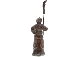 CHINESE PATINATED BRASS SCULPTURE OF GUAN YU GONG