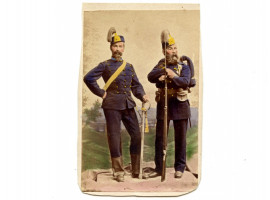 1860S SWEDEN MILITARY MEN, HAND TINTED CDV PHOTO