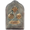 ANTIQUE ORTHODOX ICON, JERUSALEM COINS AND MIRROR PIC-3