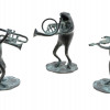 PATINATED CAST BRONZE MUSICIAN FROGS FIGURINES SET PIC-0