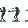 PATINATED CAST BRONZE MUSICIAN FROGS FIGURINES SET PIC-3