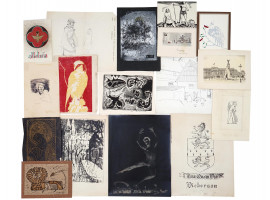 MID CENT WOODBLOCKS, ETCHINGS AND DRAWINGS SIGNED