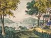 ANTIQUE AMERICAN LITHOGRAPH VIEW ON HUDSON RIVER PIC-1