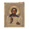 RUSSIAN ICON OF JESUS CHRIST IN BRASS OKLAD PIC-0