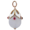 14K GOLD RUSSIAN BLUE CHALCEDONY RUBY EGG PENDANT PIC-0