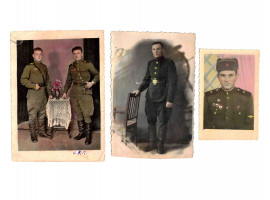 WWII RUSSIAN SOVIET ERA VETERANS HAND TINTED PHOTOS