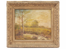 ANTIQUE EARLY 20TH C LANDSCAPE OIL PAINTING