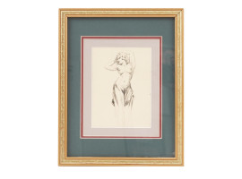 1940S INK PAINTING FEMALE NUDE BY ROY G. KRENKEL