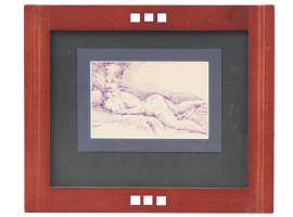 1950S INK PAINTING FEMALE NUDE BY ROY G. KRENKEL