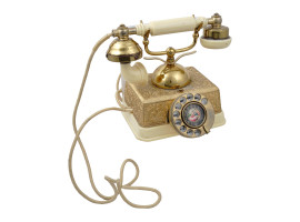 VINTAGE FRENCH BRASS ROTARY DIAL TELEPHONE