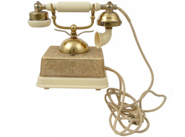 VINTAGE FRENCH BRASS ROTARY DIAL TELEPHONE