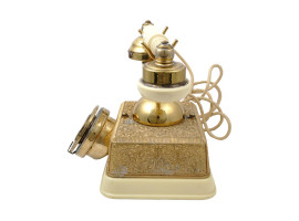 VINTAGE FRENCH BRASS ROTARY DIAL TELEPHONE