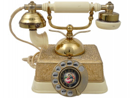 VINTAGE FRENCH BRASS ROTARY DIAL TELEPHONE