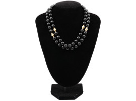 14K GOLD BLACK ONYX BEADED NECKLACE BY FORTUNOFF