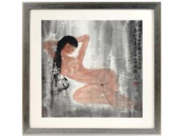 MODERN CHINESE WATERCOLOR PAINTING OF FEMALE NUDE