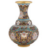 VINTAGE CHINESE GILT CLOISONNE ENAMEL FLORAL VASE PIC-0