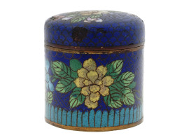 ANTIQUE CHINESE MEIJI CLOISONNE ENAMEL TEA CADDY