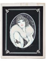 VTG BEJEWELED LITHOGRAPH OF A LADY BY MARY VICKERS