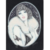 VTG BEJEWELED LITHOGRAPH OF A LADY BY MARY VICKERS PIC-1