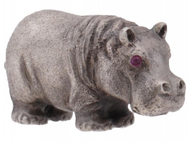 RUSSIAN 84 SILVER FIGURE OF HIPPO WITH RUBY EYES