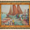 FRENCH SEASCAPE OIL PAINTING BY JOSEP WERNER BAER PIC-0