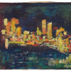 ISRAELI ABSTRACT CITYSCAPE PAINTING BY FREEMAN PIC-0