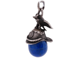 RUSSIAN SILVER LAPIS LAZULI EGG PENDANT W HELMET