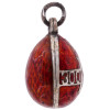 IMPERIAL RUSSIAN SILVER RED ENAMEL EGG PENDANT PIC-1