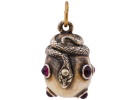 RUSSIAN SILVER RUBY STONES FIGURAL SNAKE PENDANT