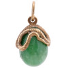 RUSSIAN GILT SILVER JADE EGG PENDANT WITH SNAKE PIC-2