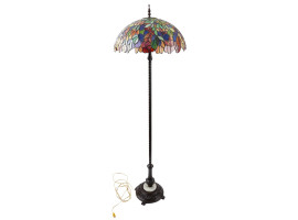 AMERICAN TIFFANY MANNER STAINED GLASS FLOOR LAMP