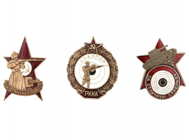 RUSSIAN SOVIET SNIPER SHARP SHOOTER BADGES 2 PCS