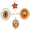 GROUP OF RUSSIAN AND SOVIET MILITARY HAT BADGES PIC-2