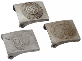 WWII NAZI GERMAN MILITARY BELT BUCKLES, 3 PCS